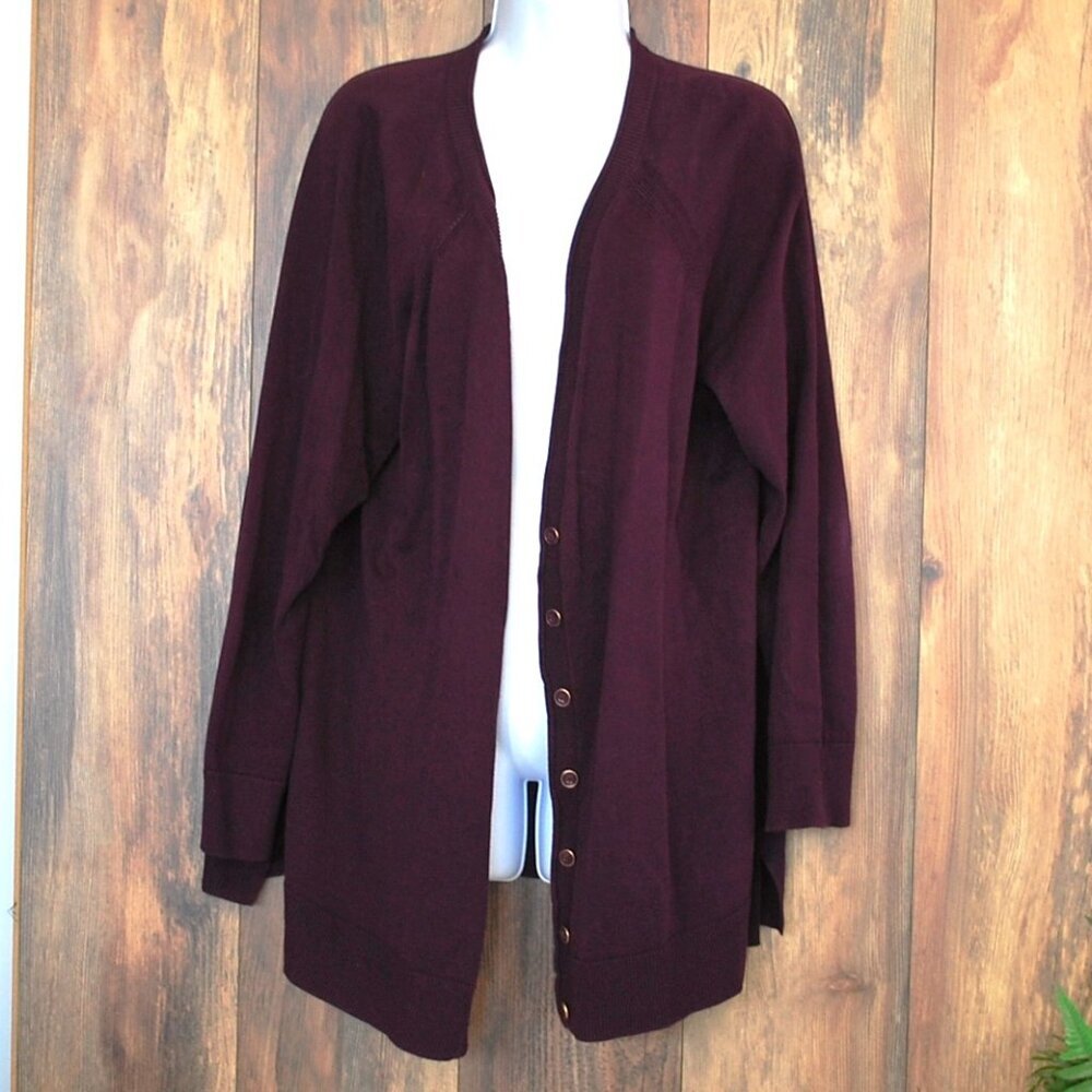 Talbots Plus Size Women's Purlple Half Button Up Cardigan Sweater 2X